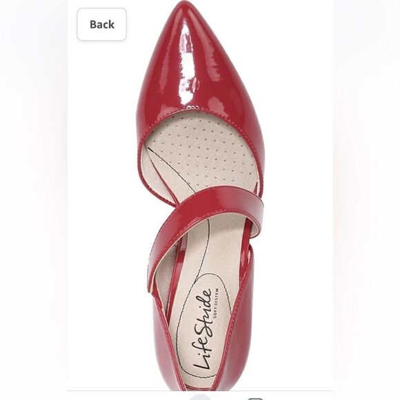 Life Stride Asymmetrical Strap Comfort Insole Pointed Toe Red Suki Pump/heels - Picture 15 of 16